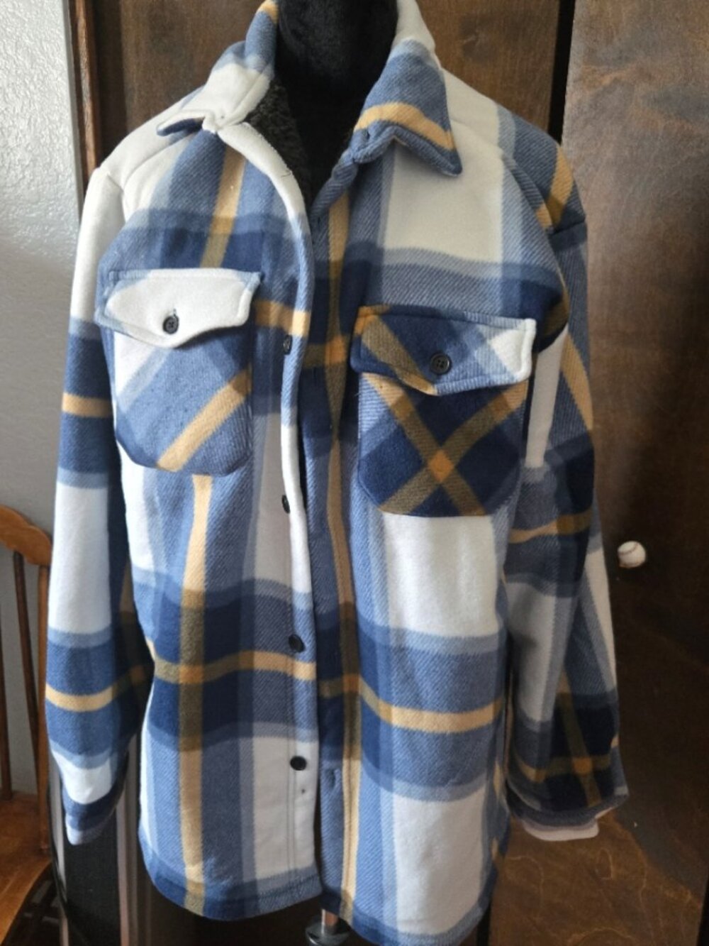 mens flanel blue jacket